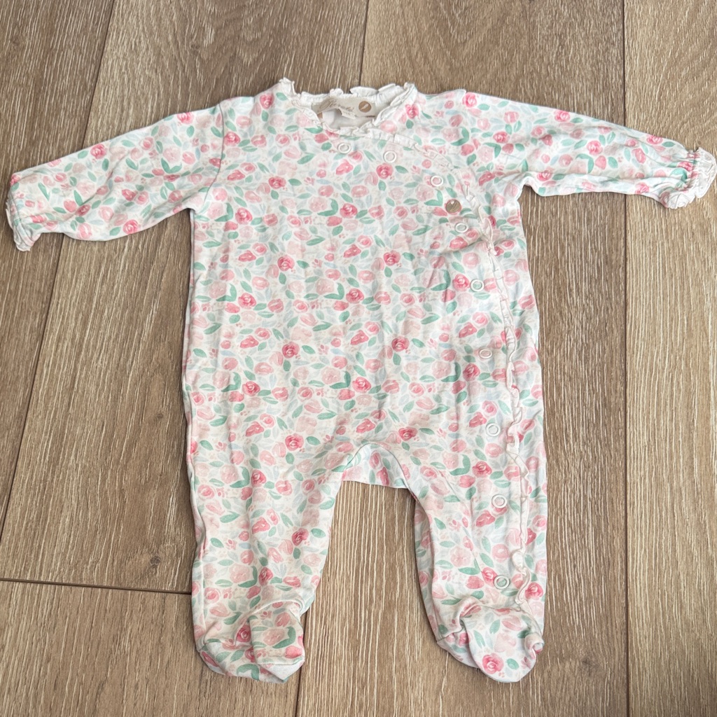 Floral Pink And White Kids One Piece